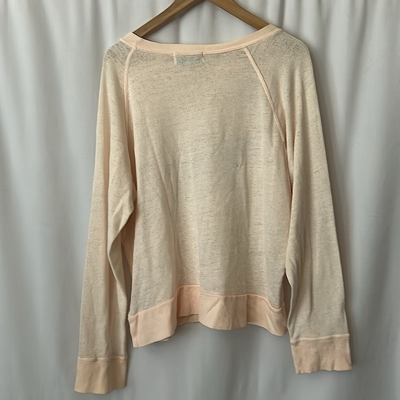 Wildfox Peach Paris Long Sleeve Sweater Shirt Top **Size L** 🌸🌸 - Picture 2 of 5